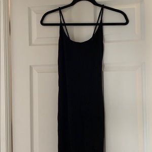 Midi black ribbed dress